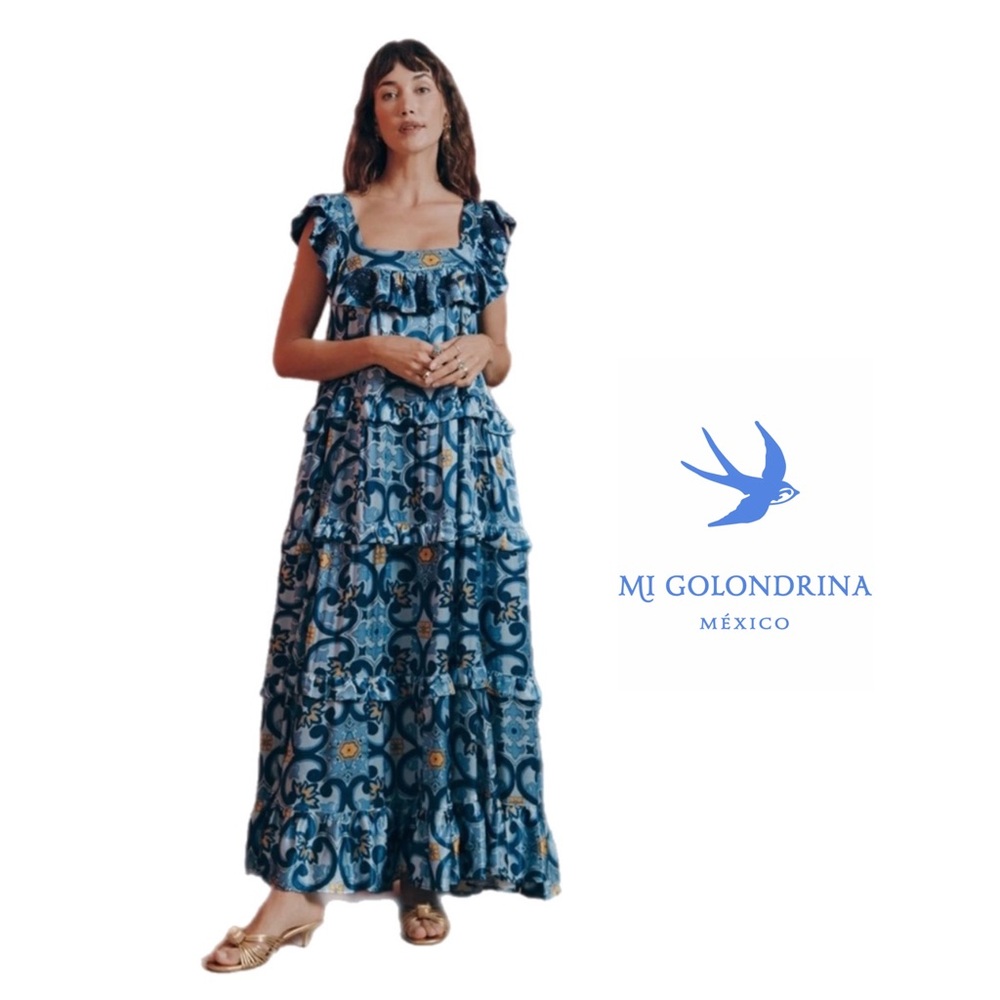 NEW Mi Golondrina Araceli Azules Azuelejos SPECIALTY LONG DRESS - Picture 14 of 16